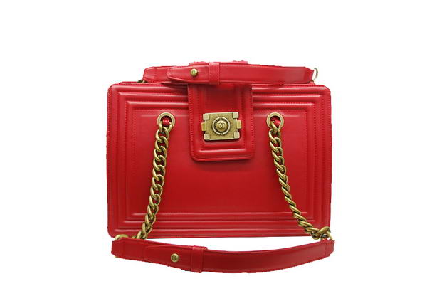 7A Chanel A30161 Red Calfskin Medium Le Boy Shoulder Bag Gold Hardware Online